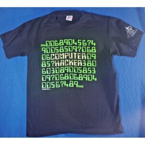 Vontage 90s Single Stich Computer Hackers Black  T-Shirt Men's Size Medium